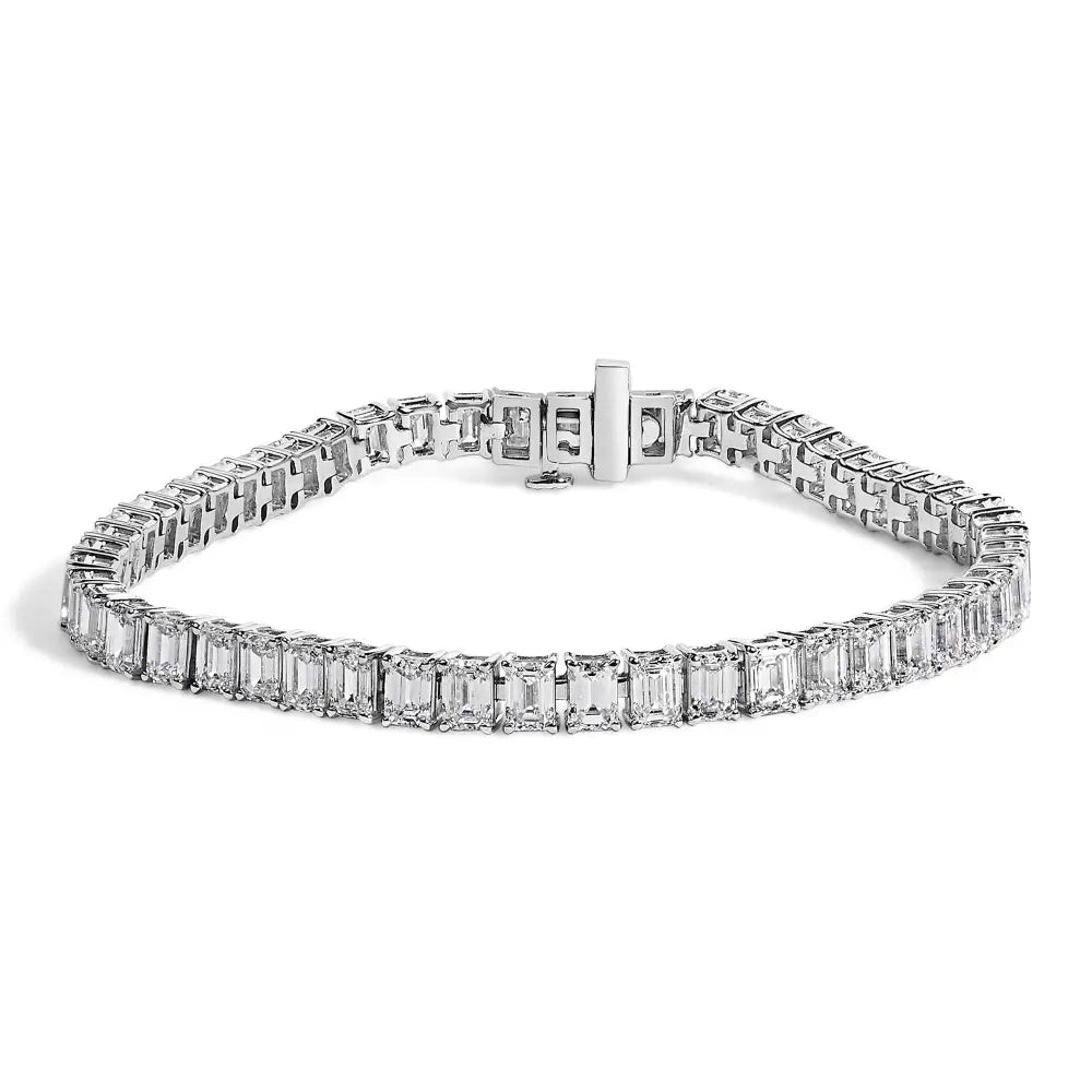 10 ct emerald cut lab grown diamond tennis bracelet in 14k white gold bijoux-nyc direct