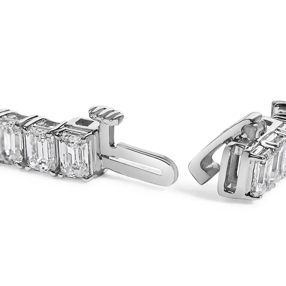 10 ct emerald cut lab grown diamond tennis bracelet in 14k white gold bijoux-nyc direct