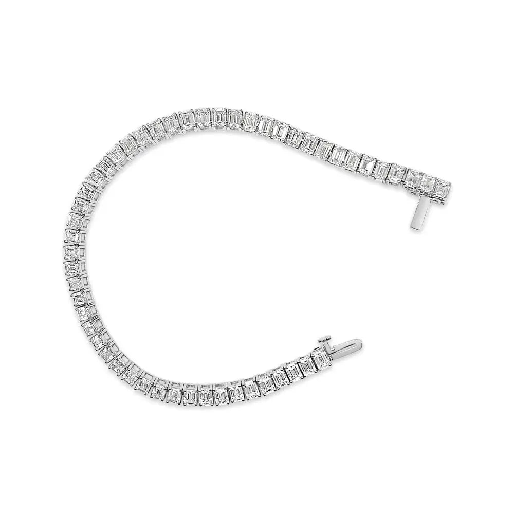 10 ct emerald cut lab grown diamond tennis bracelet in 14k white gold bijoux-nyc direct