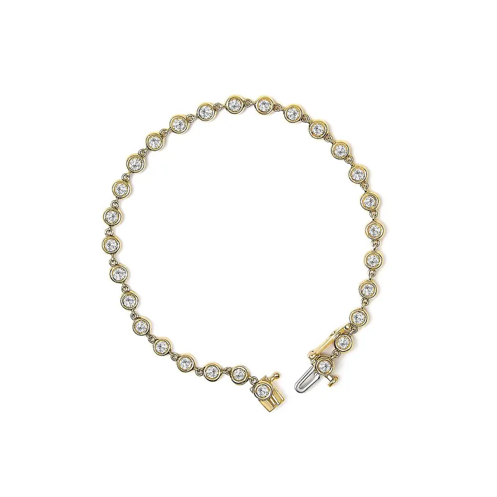 1.5 cttw lab grown diamond bezel link bracelet in 10k yellow gold bijoux-nyc direct