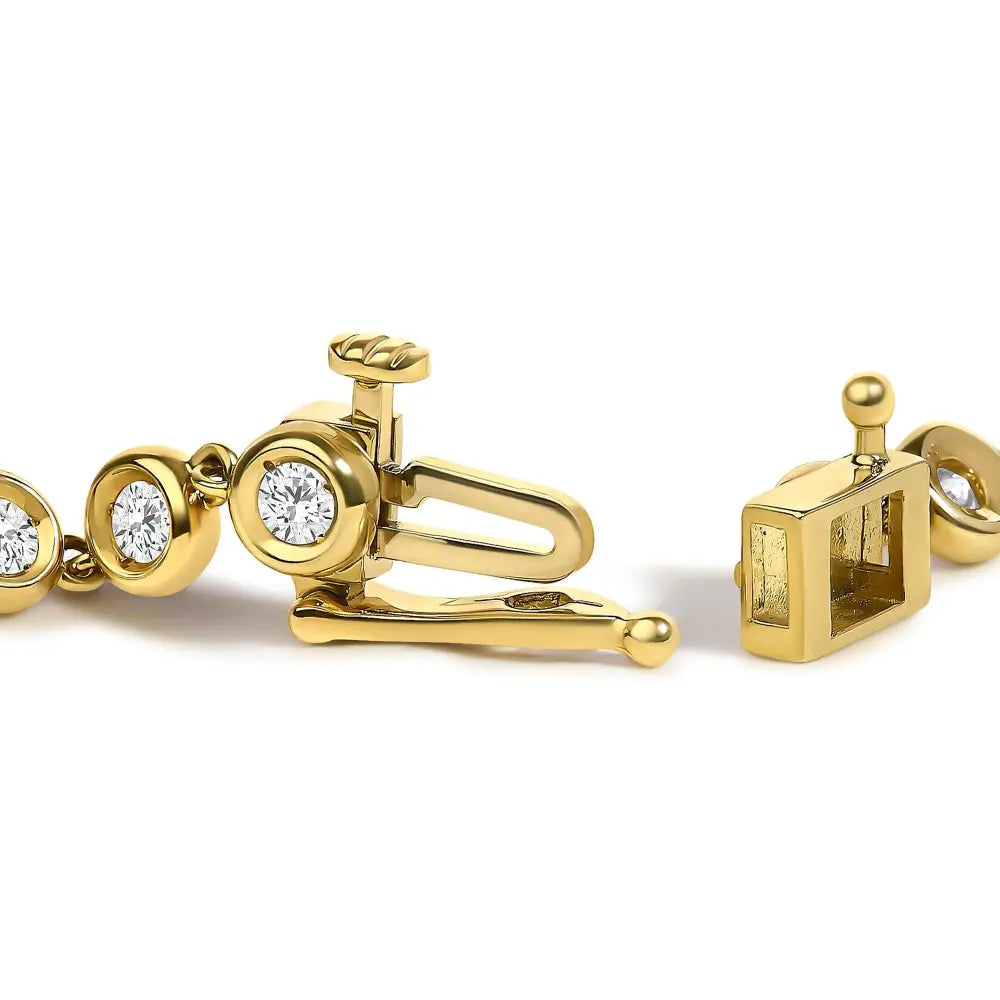 1.5 cttw lab grown diamond bezel link bracelet in 10k yellow gold bijoux-nyc direct