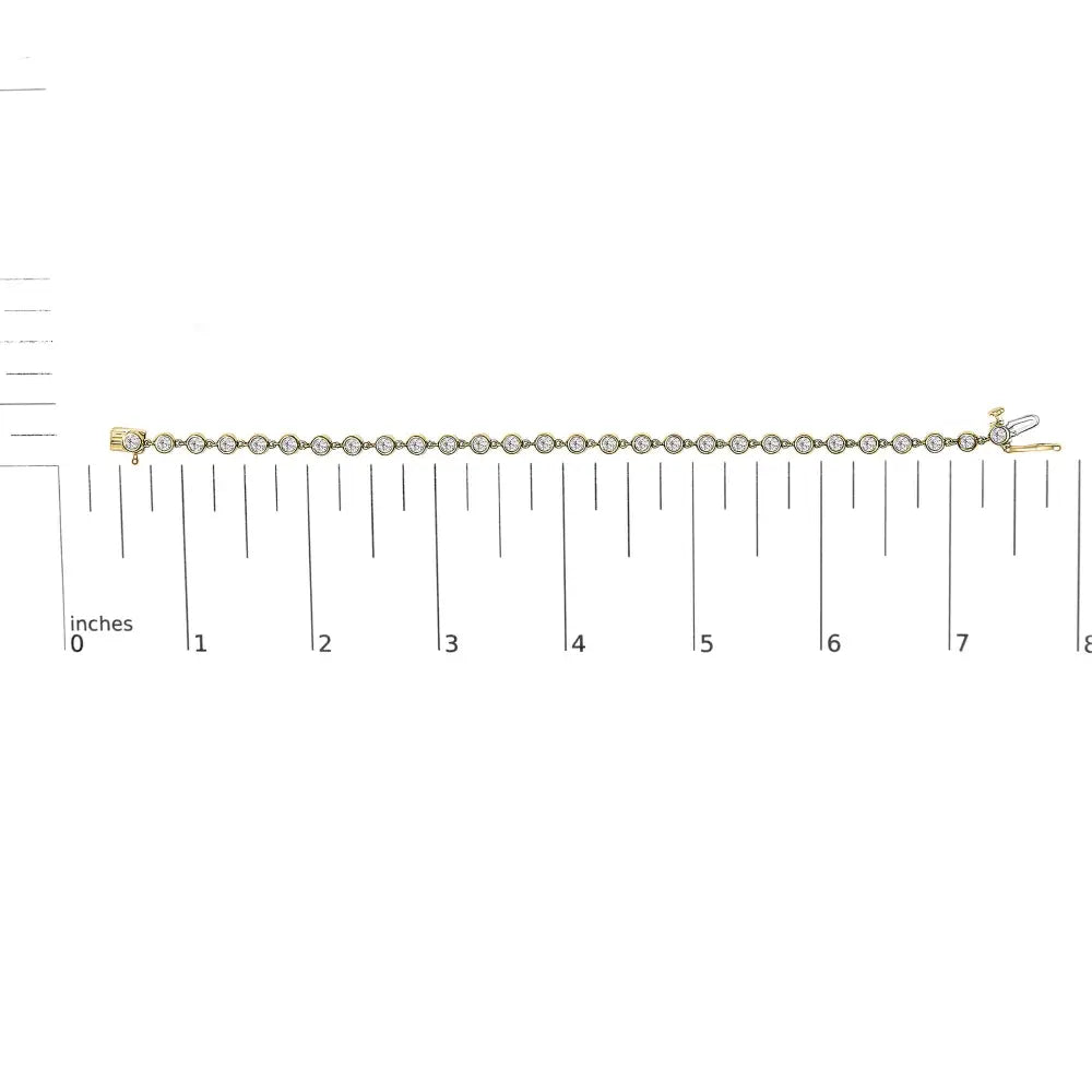 1.5 cttw lab grown diamond bezel link bracelet in 10k yellow gold bijoux-nyc direct