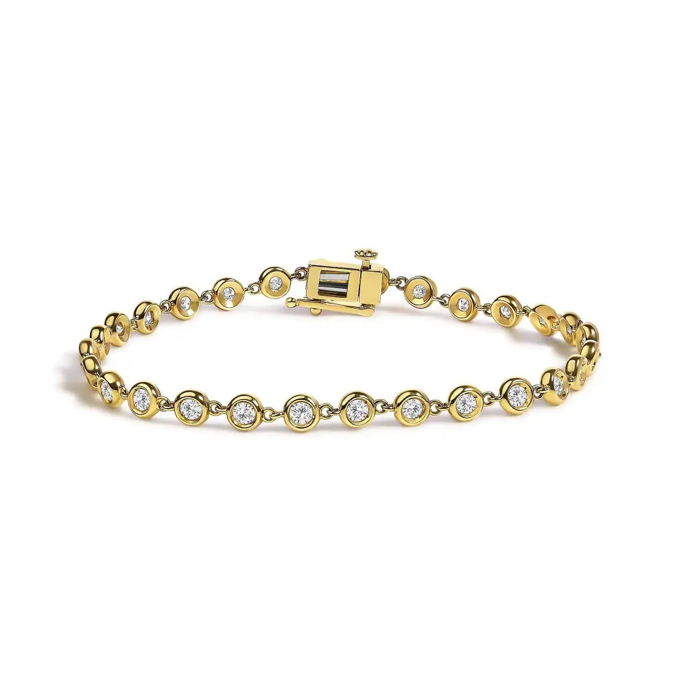 1.5 cttw lab grown diamond bezel link bracelet in 10k yellow gold bijoux-nyc direct