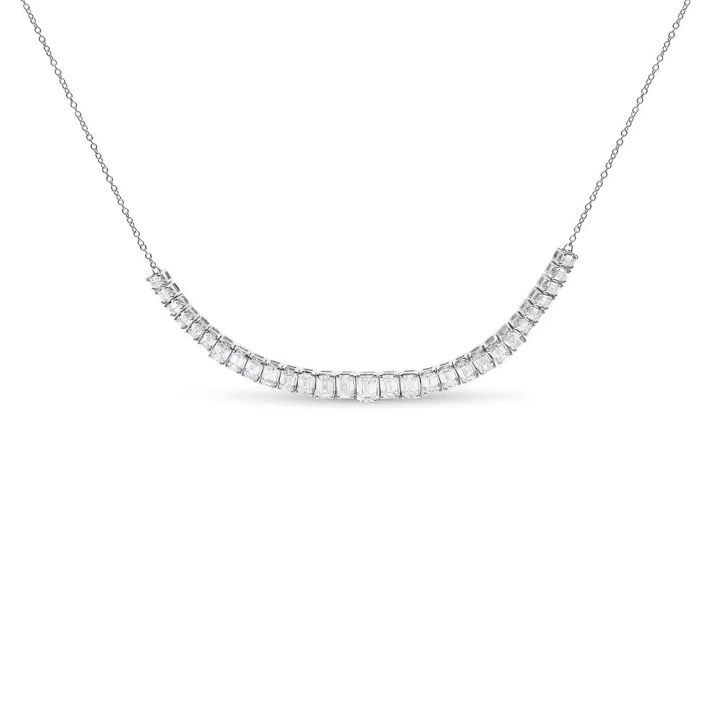 5.0 cttw emerald cut lab-grown diamond station necklace in 14k white gold bijoux-nyc direct