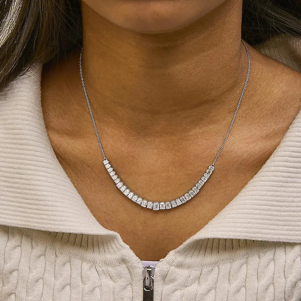 5.0 cttw emerald cut lab-grown diamond station necklace in 14k white gold bijoux-nyc direct