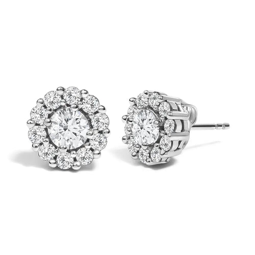 1.5 cttw lab-grown diamond halo stud earrings in 10k white gold bijoux-nyc direct