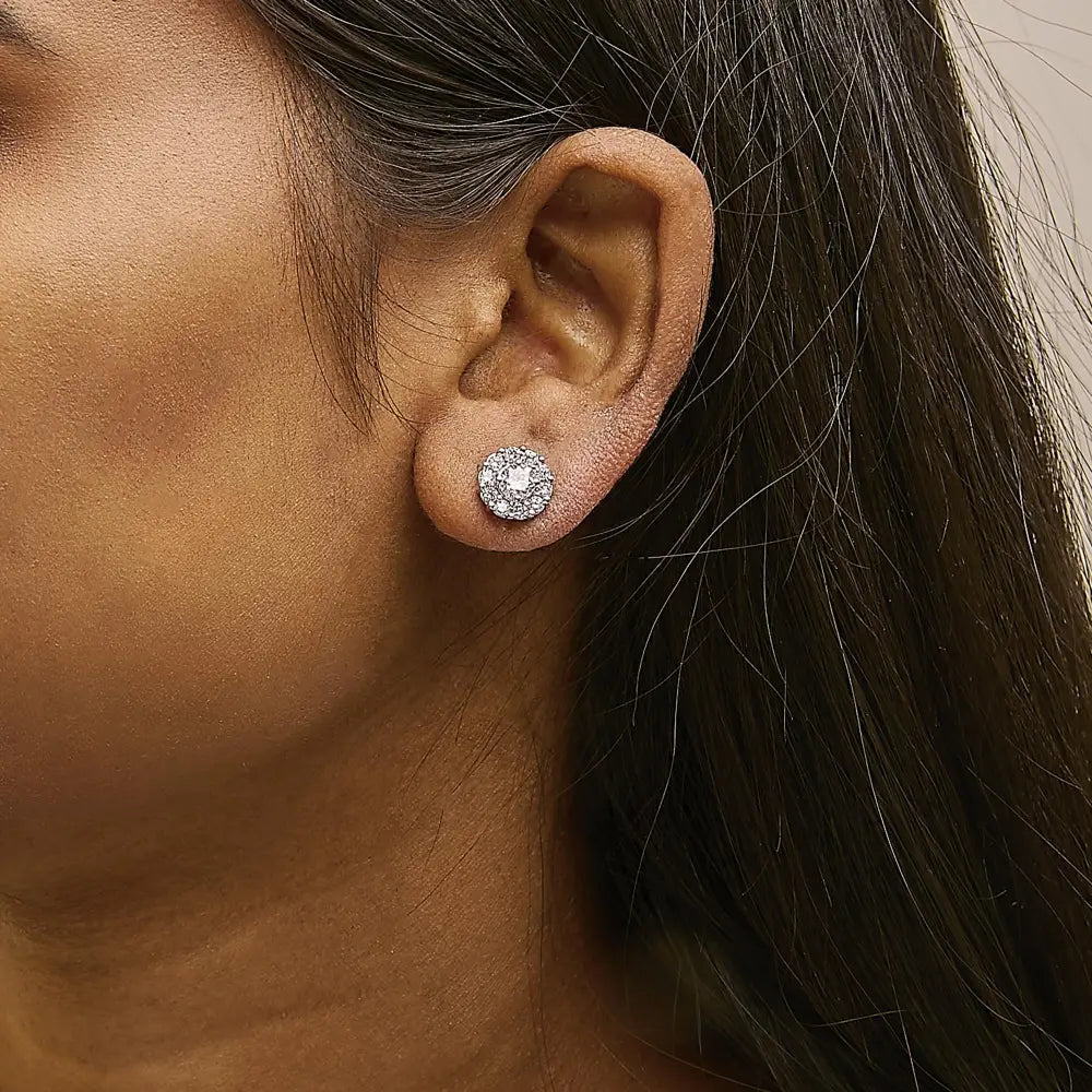 1.5 cttw lab-grown diamond halo stud earrings in 10k white gold bijoux-nyc direct