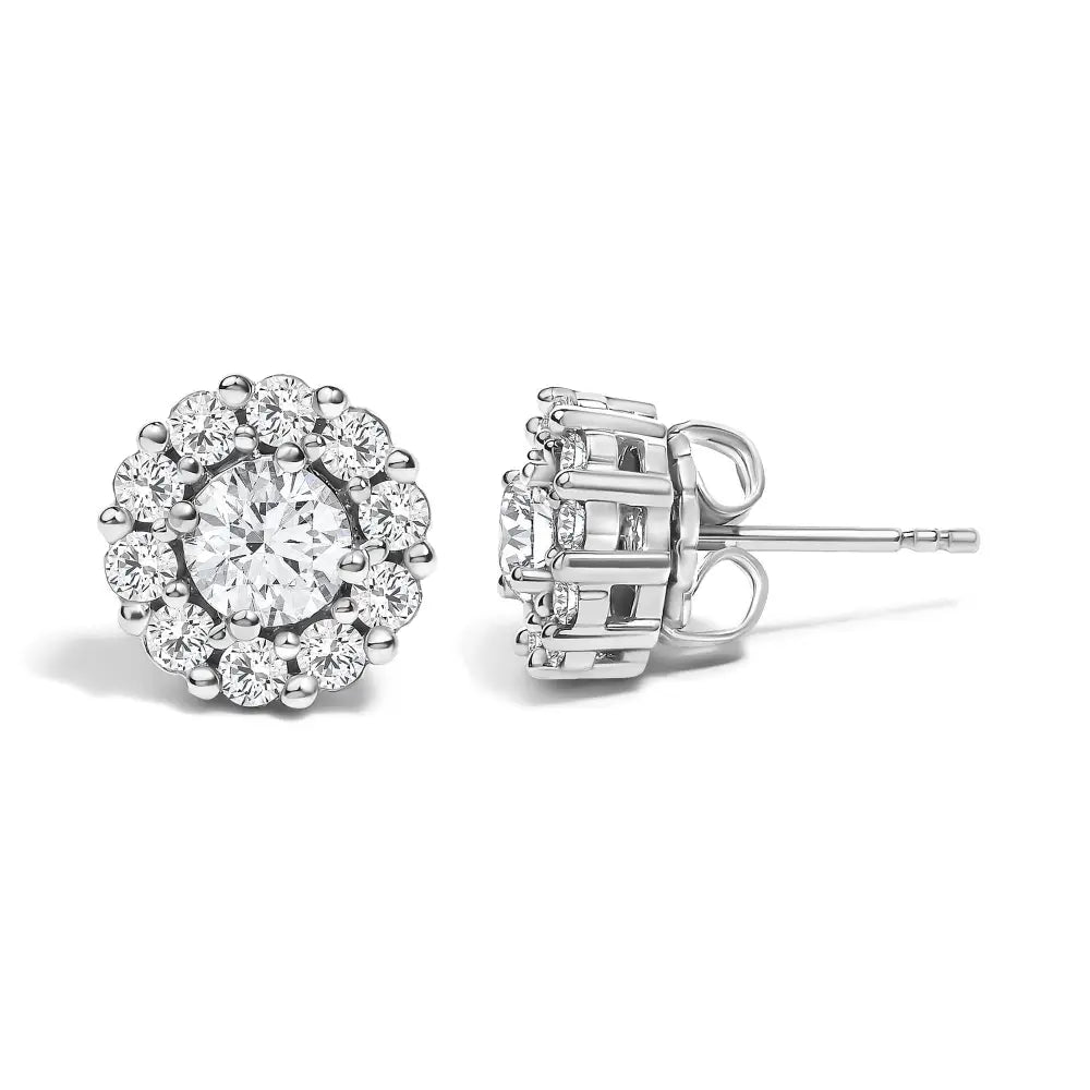 1.5 cttw lab-grown diamond halo stud earrings in 10k white gold bijoux-nyc direct