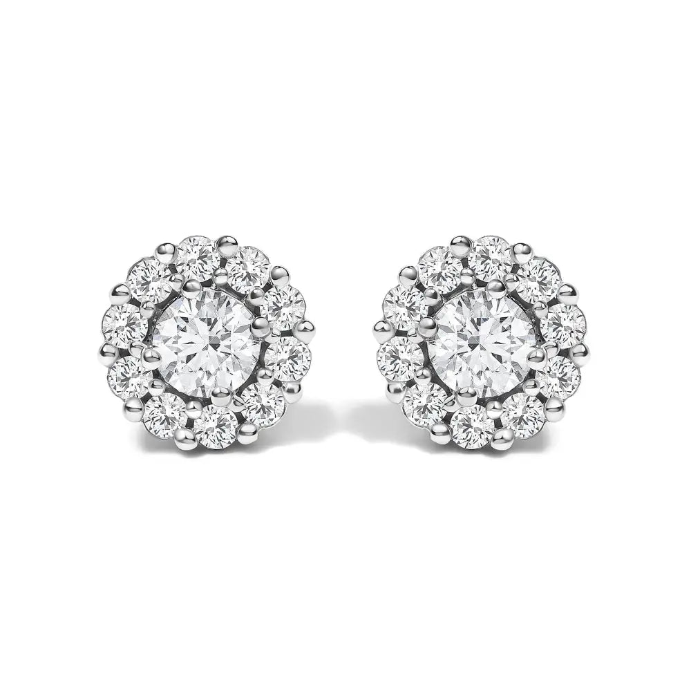 1.5 cttw lab-grown diamond halo stud earrings in 10k white gold bijoux-nyc direct