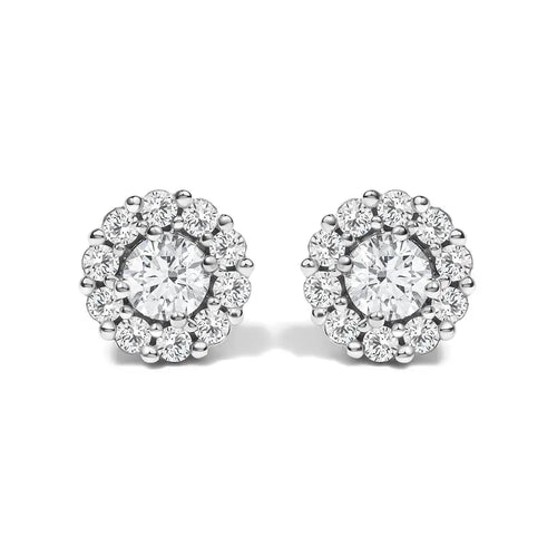 1.5 cttw lab-grown diamond halo stud earrings in 10k white gold bijoux-nyc direct