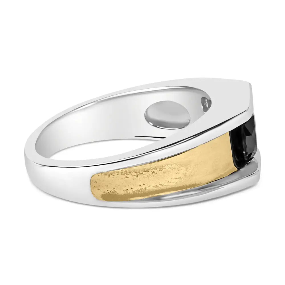 Men’s 1.0 cttw black diamond 14k gold plated silver matte band ring bijoux-nyc direct