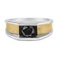 Men’s 1.0 cttw black diamond 14k gold plated silver matte band ring bijoux-nyc direct