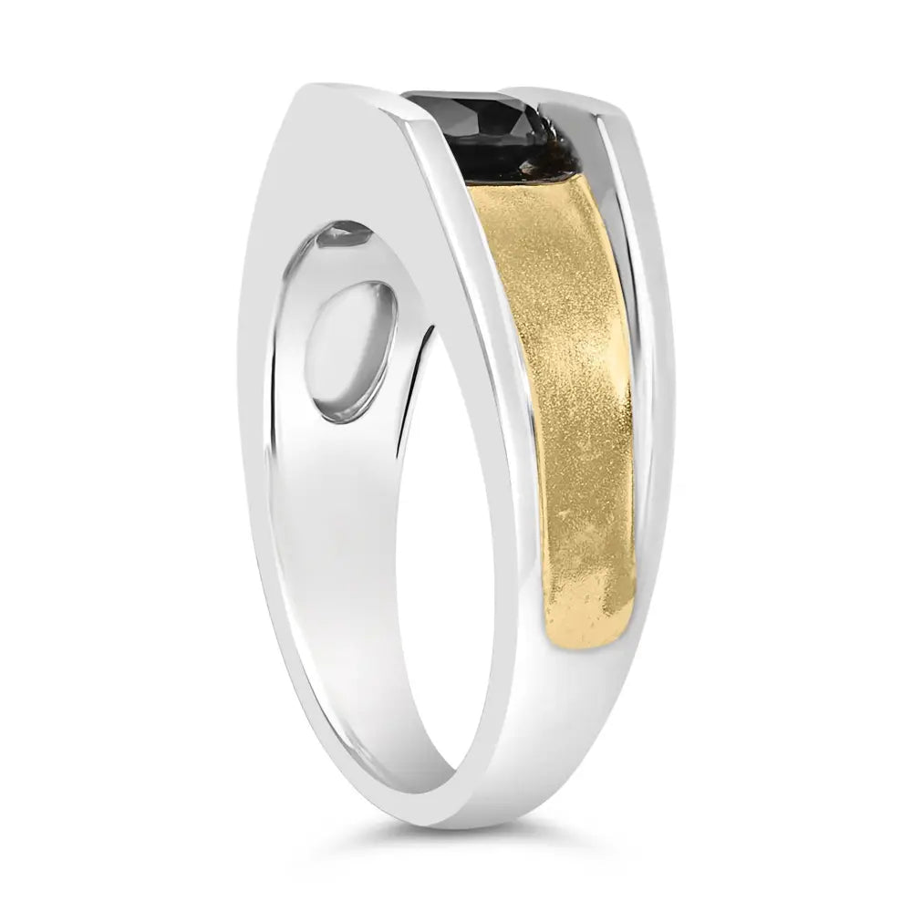 Men’s 1.0 cttw black diamond 14k gold plated silver matte band ring bijoux-nyc direct
