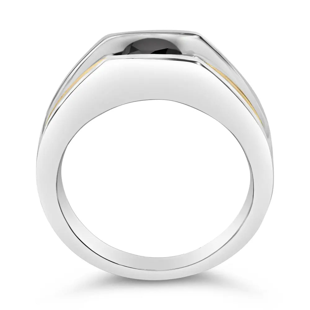 Men’s 1.0 cttw black diamond 14k gold plated silver matte band ring bijoux-nyc direct