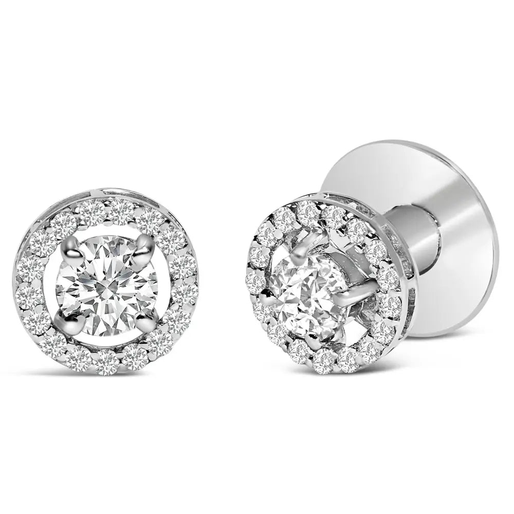 Men’s 14k white gold 1 3/4 cttw lab grown diamond halo cufflinks bijoux-nyc direct