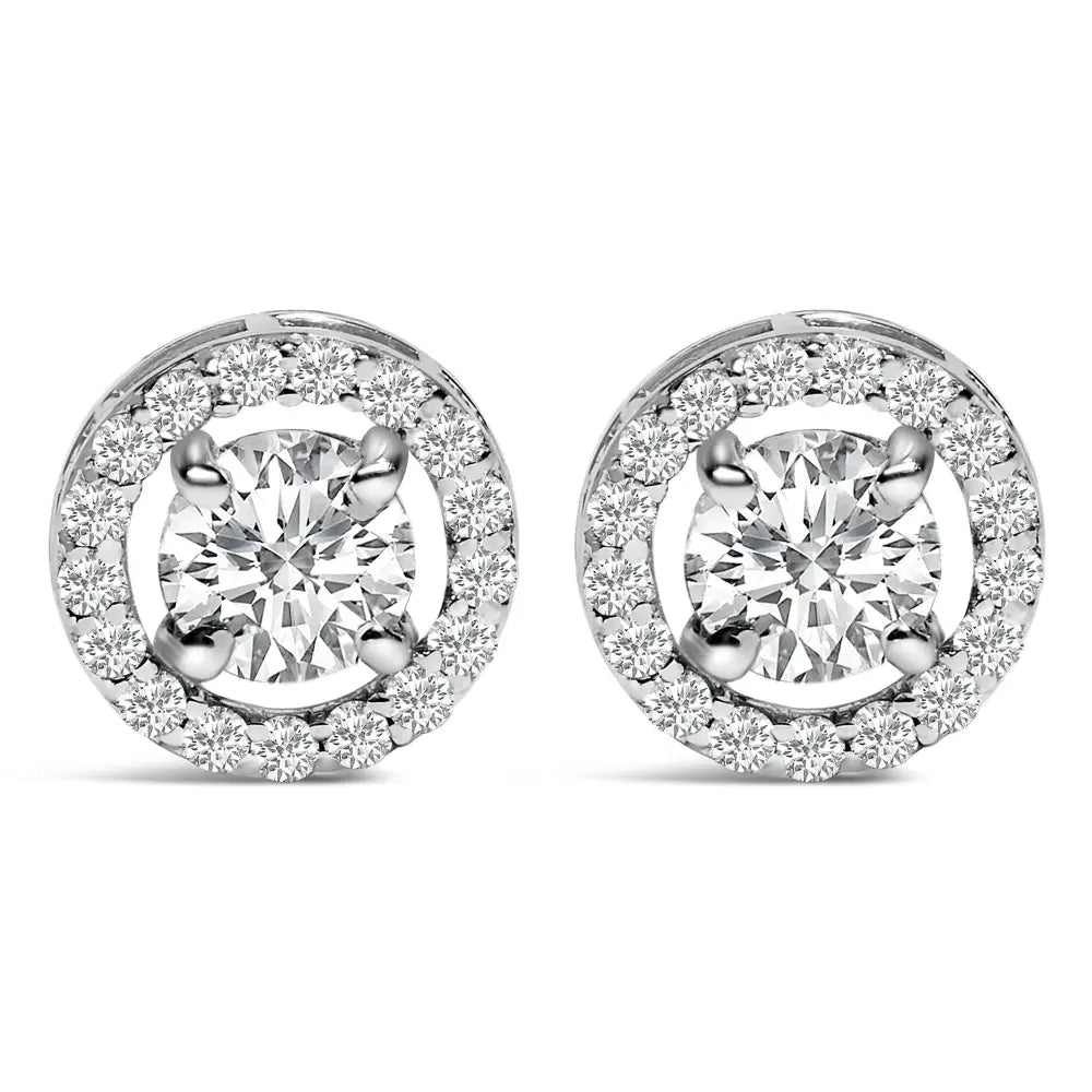 Men’s 14k white gold 1 3/4 cttw lab grown diamond halo cufflinks bijoux-nyc direct