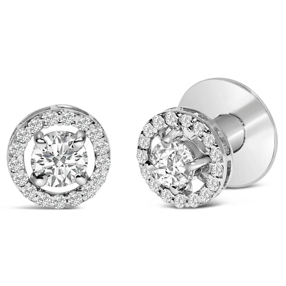 Men's 14K White Gold 1 3/4 Cttw Lab Grown Diamond Halo Cufflink - Bijoux-NYC Direct