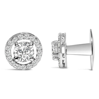Men's 14K White Gold 1 3/4 Cttw Lab Grown Diamond Halo Cufflink - Bijoux-NYC Direct