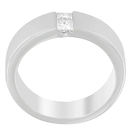 Men's 14K White Gold 1/4 ct.TDW Diamond Channel Band Ring (G-H, VS1-VS2) - Bijoux-NYC Direct