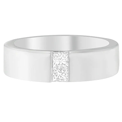 Men's 14K White Gold 1/4 ct.TDW Diamond Channel Band Ring (G-H, VS1-VS2) - Bijoux-NYC Direct