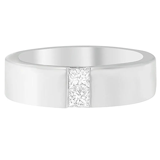 Men's 14K White Gold 1/4 ct.TDW Diamond Channel Band Ring (G-H, VS1-VS2) - Bijoux-NYC Direct