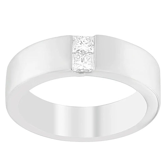 Men's 14K White Gold 1/4 ct.TDW Diamond Channel Band Ring (G-H, VS1-VS2) - Bijoux-NYC Direct
