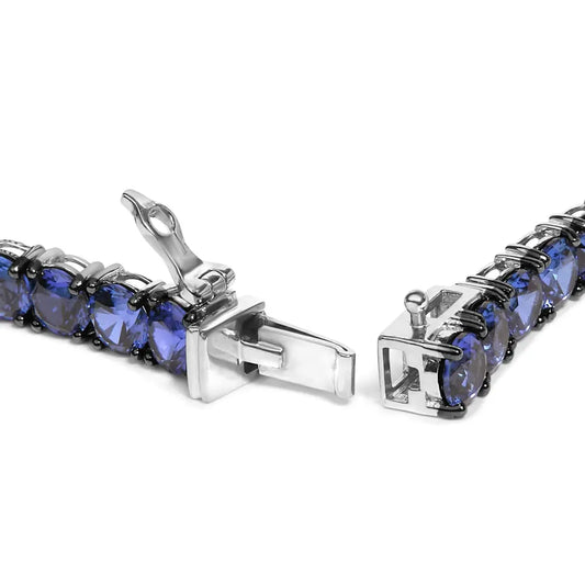 Men’s.925 sterling silver created blue sapphire tennis bracelet 8.5’’ inches bracelets/bracelet/tennis handcrafted