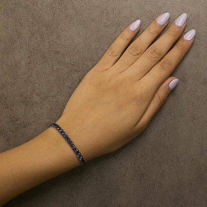 Men’s.925 sterling silver created blue sapphire tennis bracelet 8.5’’ inches bracelets/bracelet/tennis handcrafted