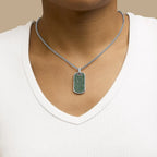 Men’s.925 sterling silver created green emerald dog tag pendant necklace 22’’ inches necklaces/pendant/pendant handcrafted