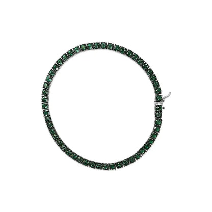 Men’s.925 sterling silver created green emerald tennis bracelet 8.5’’ inches bracelets/bracelet/tennis handcrafted