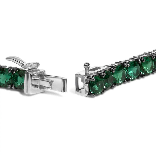 Men’s.925 sterling silver created green emerald tennis bracelet 8.5’’ inches bracelets/bracelet/tennis handcrafted