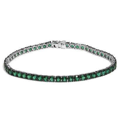 Men’s.925 sterling silver created green emerald tennis bracelet 8.5’’ inches bracelets/bracelet/tennis handcrafted