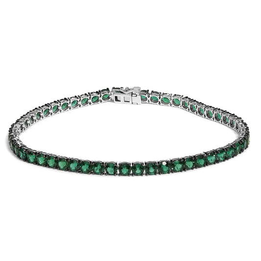 Men’s.925 sterling silver created green emerald tennis bracelet 8.5’’ inches bracelets/bracelet/tennis handcrafted