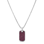 Men’s.925 sterling silver created red ruby dog tag pendant necklace 22’’ inches necklaces/pendant/pendant handcrafted