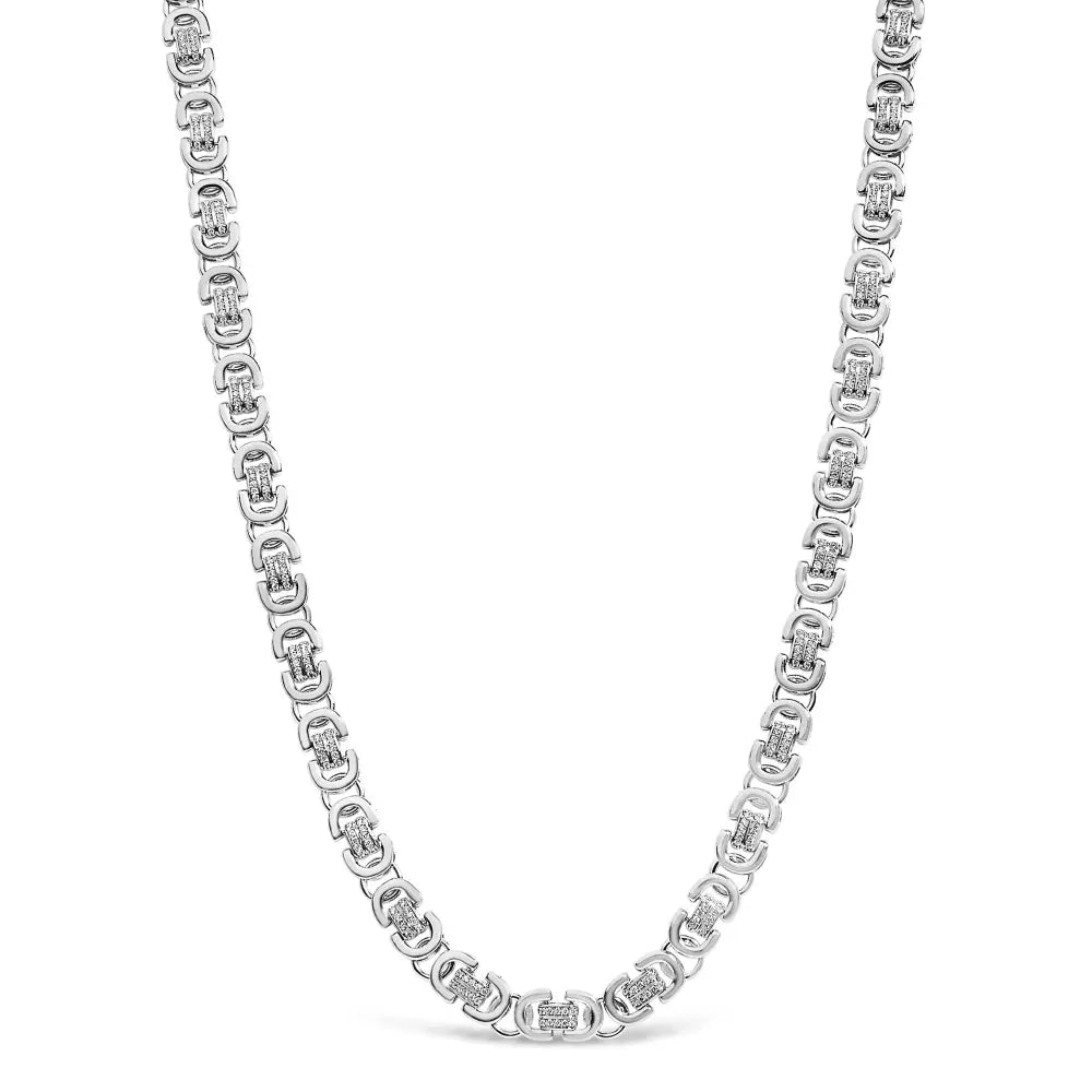 Men’s 2.50 ct natural diamond eternity station necklace in sterling silver bijoux-nyc direct