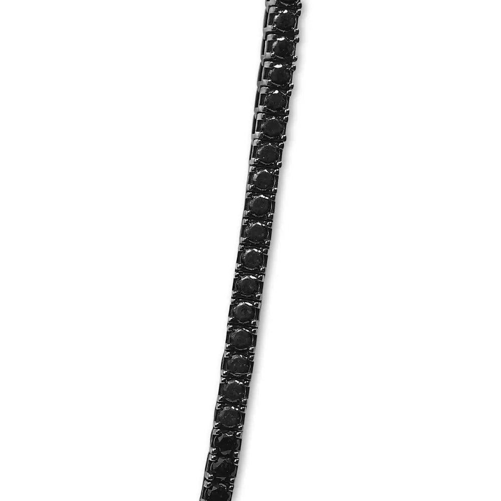 Men’s sterling silver 3mm black onyx 20 inch tennis necklace bijoux-nyc direct