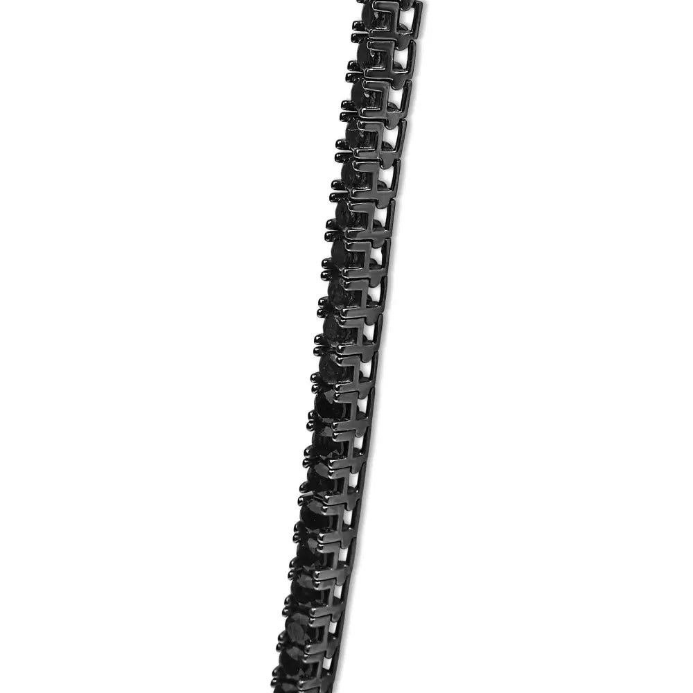 Men’s sterling silver 3mm black onyx 20 inch tennis necklace bijoux-nyc direct