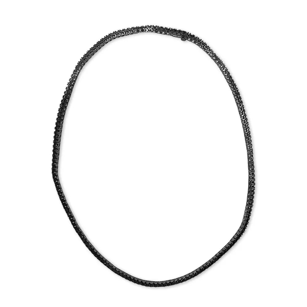 Men’s sterling silver 3mm black onyx 20 inch tennis necklace bijoux-nyc direct