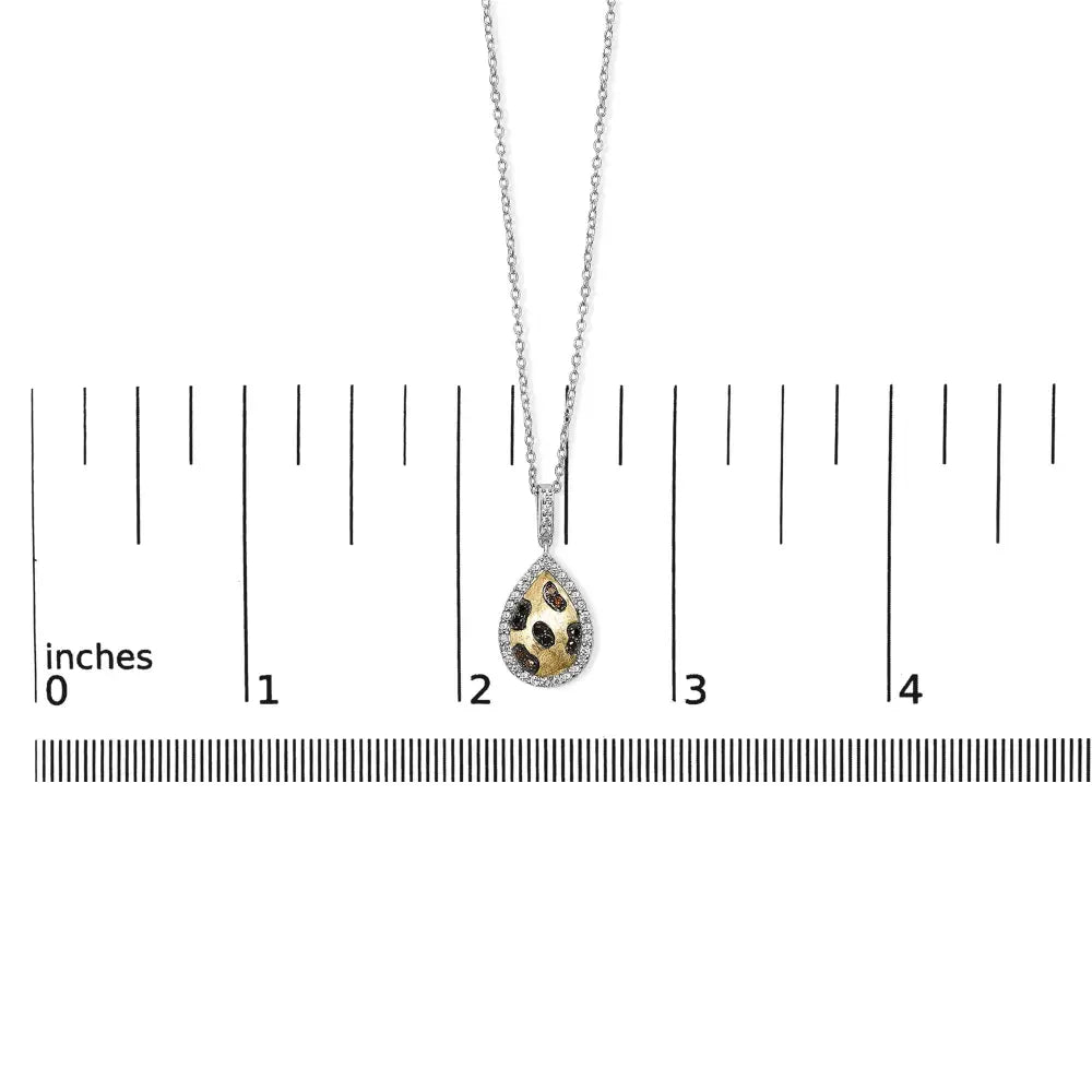 0.30 ctw mixed orange black and white diamond pear halo necklace 10k gold bijoux-nyc direct