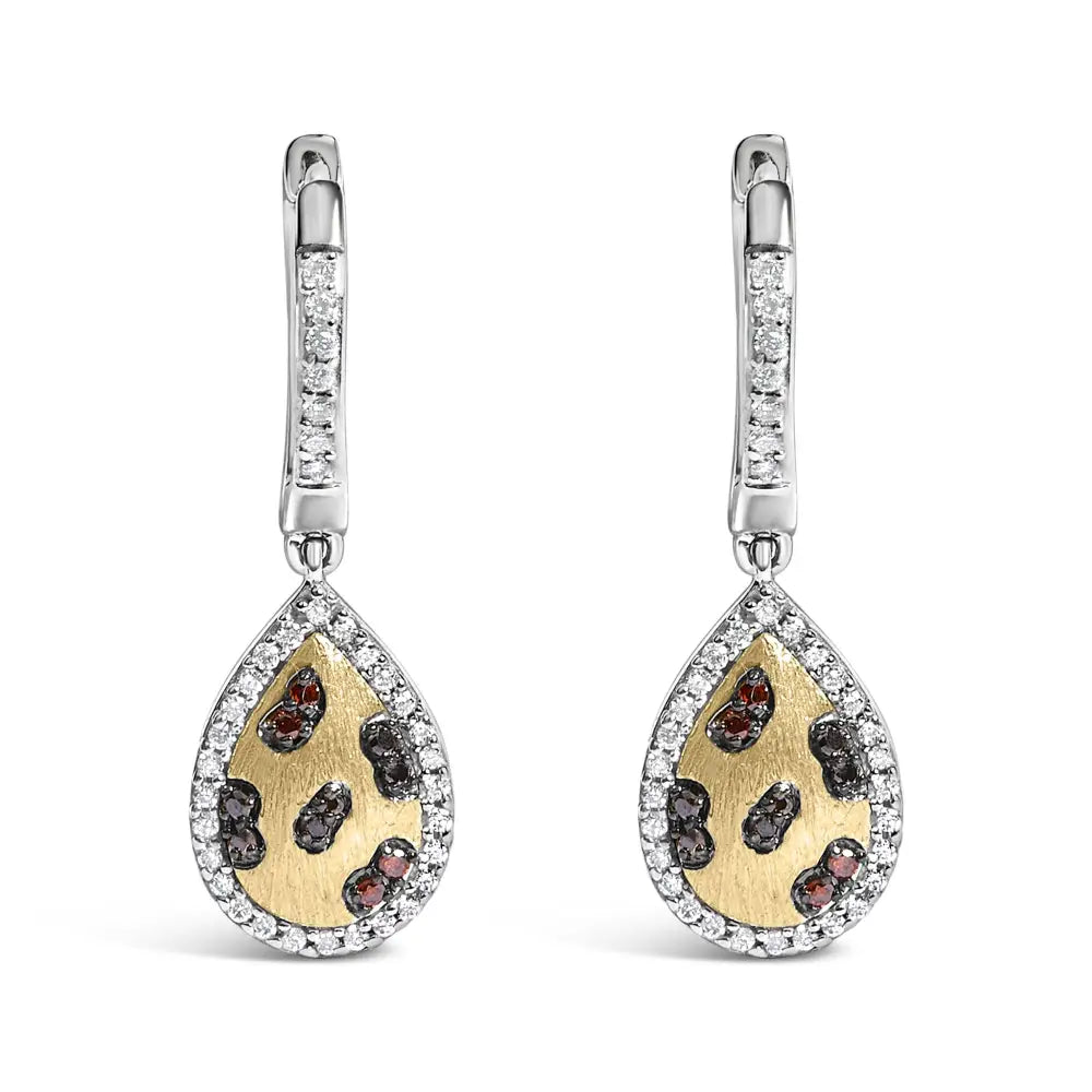 Multi-color diamond pear dangle earrings in gold-plated silver 0.30 ct bijoux-nyc direct