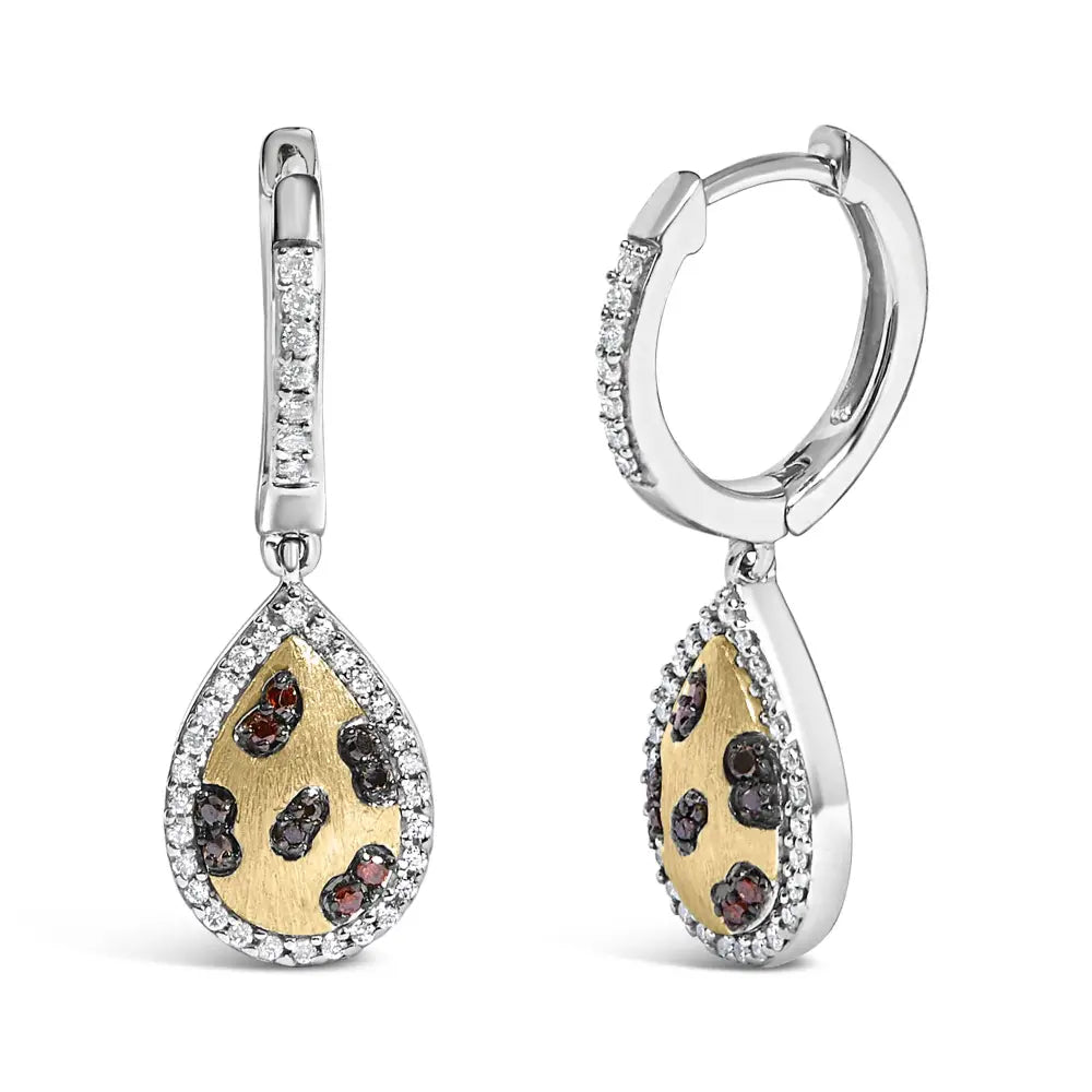 Multi-color diamond pear dangle earrings in gold-plated silver 0.30 ct bijoux-nyc direct