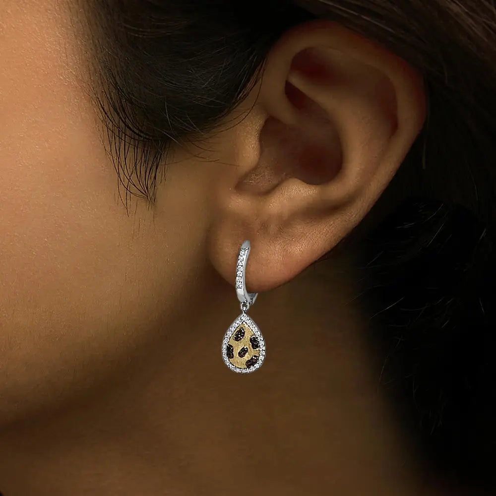 Multi-color diamond pear dangle earrings in gold-plated silver 0.30 ct bijoux-nyc direct