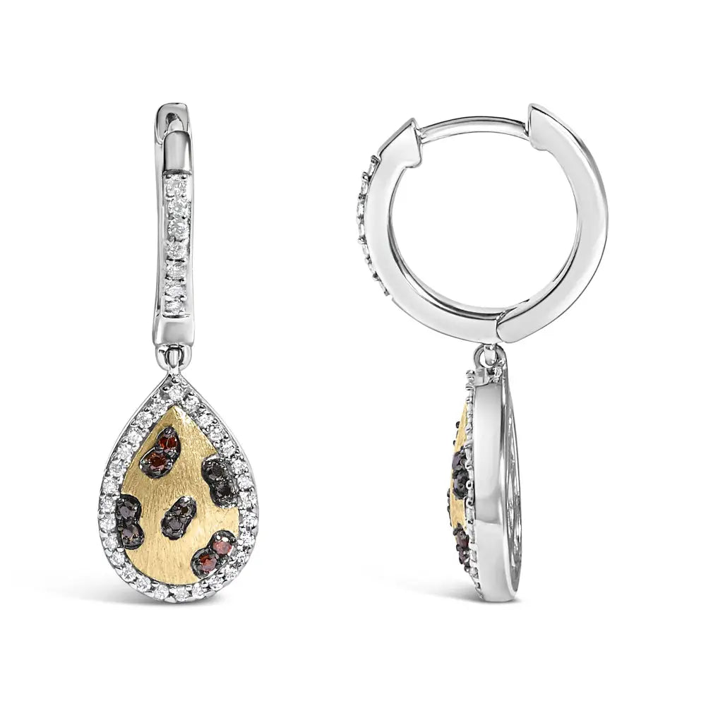Multi-color diamond pear dangle earrings in gold-plated silver 0.30 ct bijoux-nyc direct