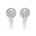 Natural diamond key motif stud earrings in sterling silver 1/6 cttw bijoux-nyc direct