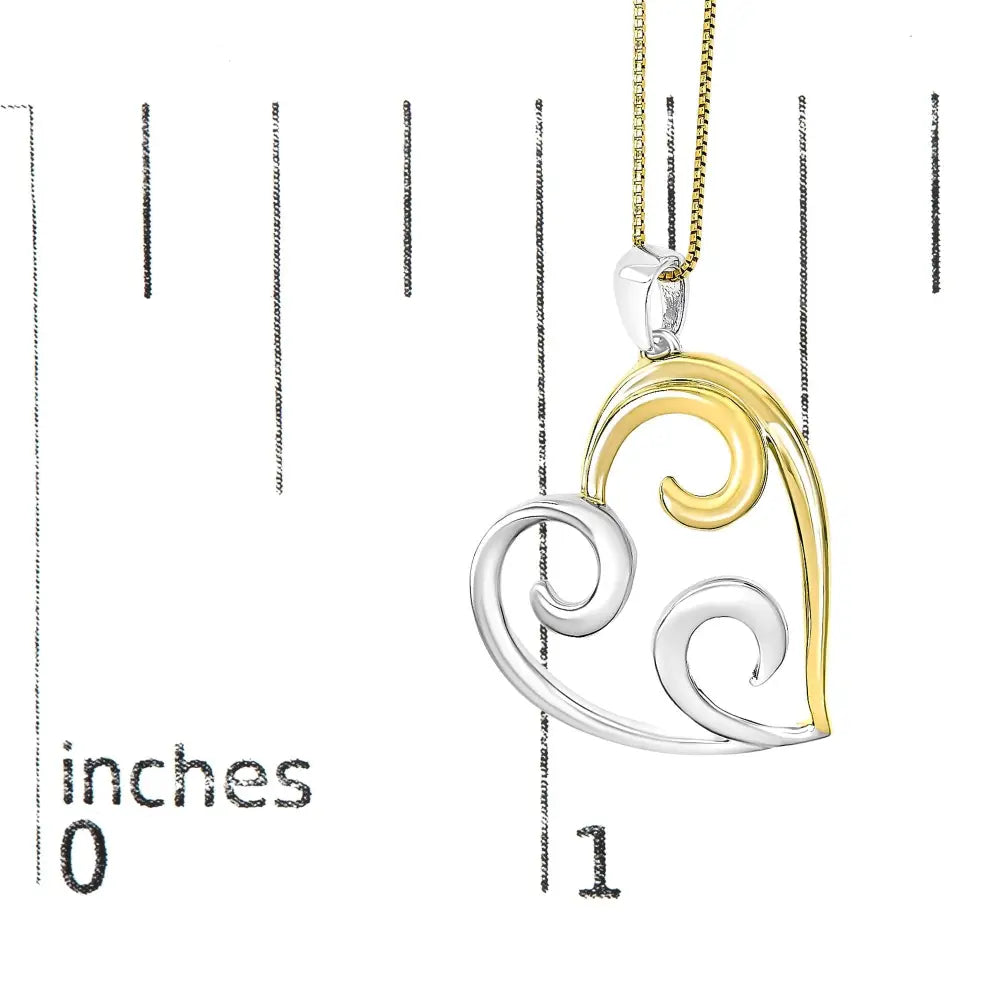 Open heart swirl pendant necklace in 10k gold over sterling silver – 18’’