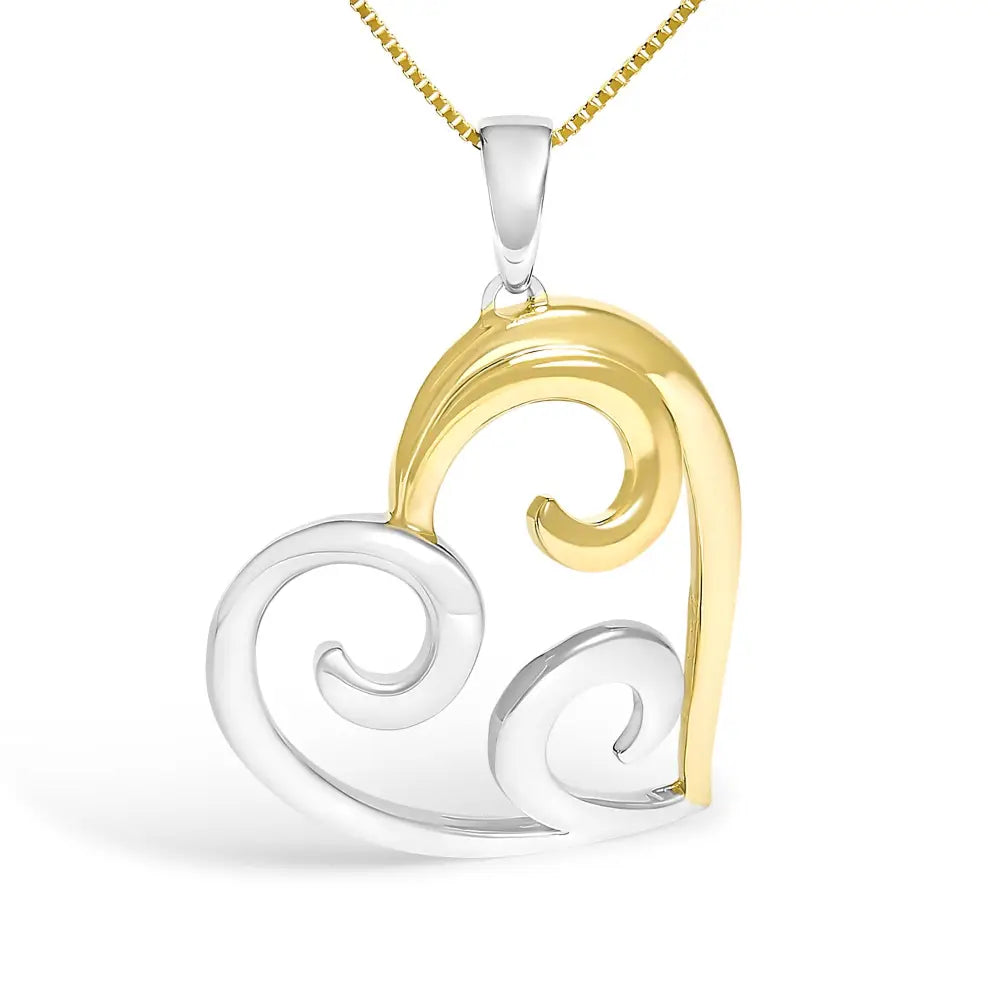 Open heart swirl pendant necklace in 10k gold over sterling silver – 18’’