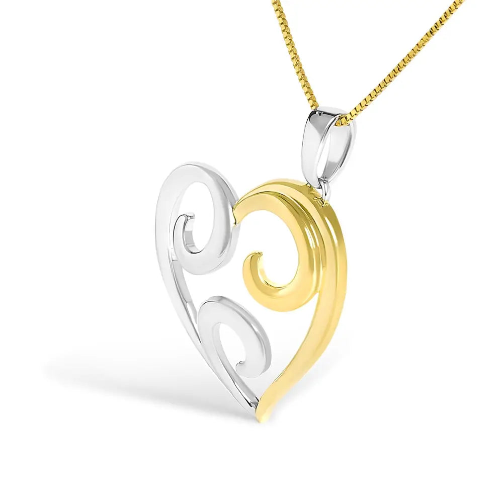 Open heart swirl pendant necklace in 10k gold over sterling silver – 18’’