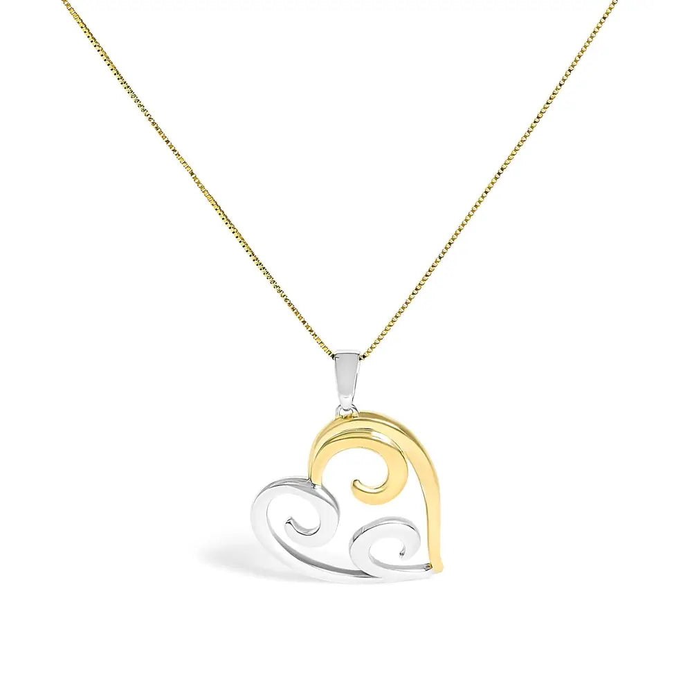 Open heart swirl pendant necklace in 10k gold over sterling silver – 18’’