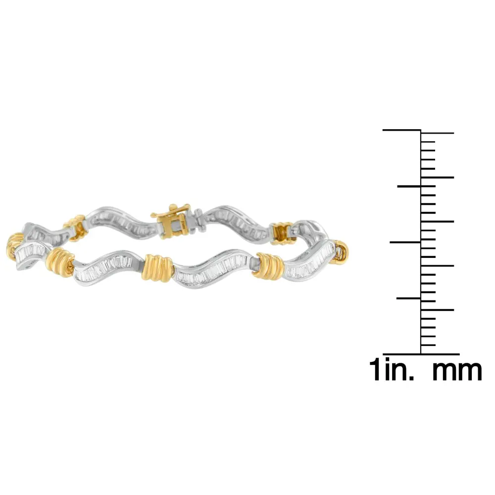 Original Classics 10K Two-Tone Gold Baguette Cut Diamond Spiral Bracelet (2.00 cttw, H-I Color, I1-I2 Clarity) - Bijoux-NYC Direct