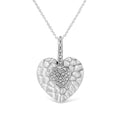 Pavé diamond heart pendant necklace in sterling silver – 18’’